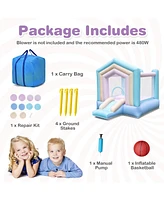 Kids Bounce House with Slide and Basketball Rim Bouncy Castle for Party without Blower