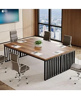 Tribesigns 6.5 ft Conference Table with Metal Legs for 4-6, Long Meeting Negotiation Training Seminar