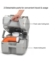 Gymax 5.3 Gallon Portable Travel Toilet Outdoor Camping Toilet w/ Piston Pump Flush