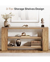 Tribesigns 70.9-Inch Extra Long Console Table with Storage, Narrow Wooden Sofa Table Behind The Couch, Farmhouse 3-Tier Entry Foyer Table for Entryway