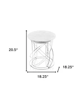 Contemporary Marble Round Accent Table for Living Room-Set of 2