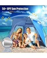 3-4 Person Easy Pop Up Beach Tent Upf 50+ Portable Sun Shelter