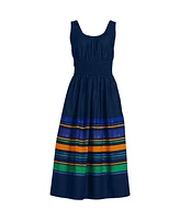 Lands' End Women's Sleeveless Poplin Smocked Midi Dress