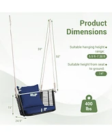 Single Person Hanging Seat with Woven Rattan Backrest for Backyard