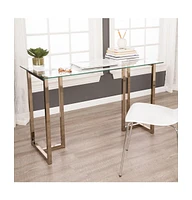 48" Clear and Champagne Glass Writing Desk