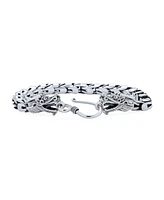 Bling Jewelry Bali Asian Handmade Dragon Bracelet Head Dragons Scales Chain .925 Sterling Silver Eye Hook Clasp