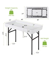 4 Feet Plastic Party Ice Folding Table with Matching Skirt
