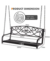 Outdoor 2-Person Metal Porch Swing Chair with Chains