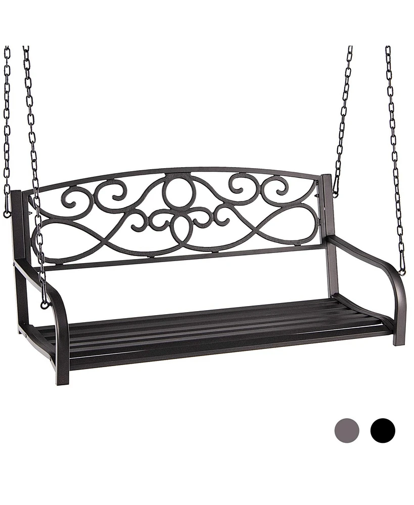 Outdoor 2-Person Metal Porch Swing Chair with Chains