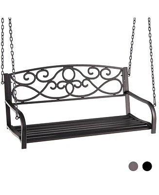 Outdoor 2-Person Metal Porch Swing Chair with Chains