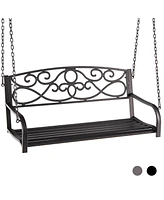 Outdoor 2-Person Metal Porch Swing Chair with Chains