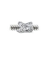 Bling Jewelry Biker Chick Motorcycle Charm Bead Oxidized Sterling Silver for European Bracelet