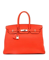 Pre-Owned Hermes Birkin 35 Handbag Orange Togo with Palladium Hardware