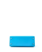 Pre-Owned Hermes Kelly 25 Handbag Blue Chevre Chamkila with Palladium Hardware