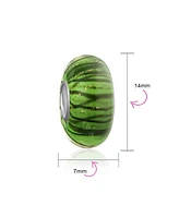 Bling Jewelry Murano Glass Charm Bead Blue Green Glitter Swirl European Bracelet
