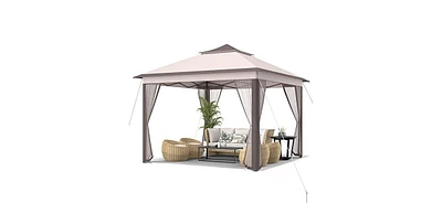 11 x Feet 2-Tier Pop-Up Gazebo Tent Portable Canopy Shelter Carry Bag Mesh