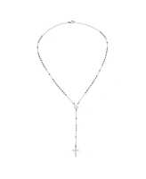 Bling Jewelry Religious Christian Virgin Mary and Cross Rosary Chain Drop Necklace Silver Tone