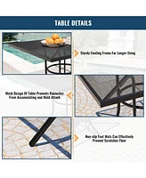 Black 5-Piece Metal Outdoor Patio Dining Set with Square Table with 1.9 in. Umbrella Hole and Swivel Chairs