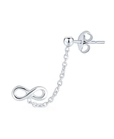 Bling Jewelry Love Knot Infinity Ear Cuff Cartilage Double Pierced Helix Chain Stud Earrings