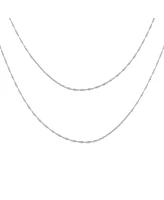 Bling Jewelry Set of 2 Thin 1.5MM Sterling Silver Singapore Rope Chain Necklace Made in Italy 20 & 24 Inch