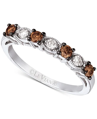 Le Vian Chocolatier Chocolate Diamond & Vanilla Diamond Filigree Flower Ring (3/8 ct. t.w.) in 14k White Gold