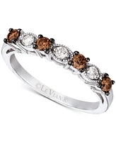 Le Vian Chocolatier Chocolate Diamond & Vanilla Diamond Filigree Flower Ring (3/8 ct. t.w.) in 14k White Gold