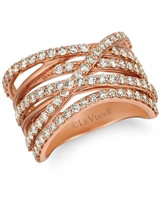 Le Vian Nude Diamond Multirow Crossover Ring (1-5/8 ct. t.w.) Ring in 14k Rose Gold