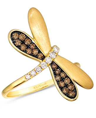 Le Vian Chocolate Diamond & Nude Diamond Dragonfly Ring (1/3 ct. t.w.) in 14k Gold