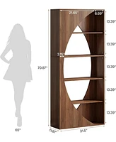 Tribesigns 70.9-Inch Free Standing Tall Bookcase, 5-Tier Bookshelf, Modern Wood Open Storage Shelves for Living Room, Bedroom, Home Office, Walnut