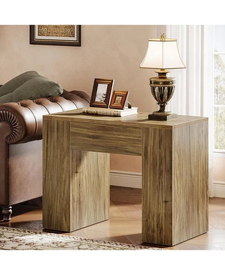 Tribesigns 31.5" Farmhouse End Side Table, Mid-Century Modern Sofa Side Table with Heavy-Duty Wooden Pedestal for Living Room, Bedside Nightstand