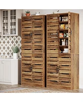 Tribesigns Farmhouse Storage Cabinet Set of 2, 9-Tier with Adjustable Shelves and 2 Shutter Doors, Rustic Brown for Kitchen, Dining Room