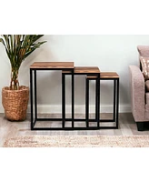 Solid Wood Nested Side Tables – Rustic Set of 3