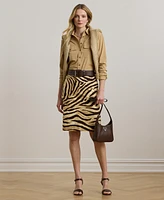 Lauren Ralph Women's Zebra-Print Linen-Cotton Pencil Skirt