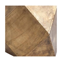 Rustic Charm Hexagonal End Table with Square Top and Distressed Wood Finish