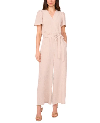 Vince Camuto Women's Striped Surplice Wide-Leg Jumpsuit