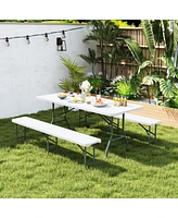 6 Feet Plastic Folding Bench Portable Seat with Handle and Lock