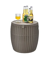 9.5 Gallon 4-in-1 Patio Rattan Cool Bar Cocktail Table Side Table