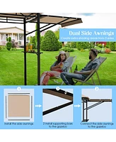 13.5 x 4 Feet Patio Bbq Grill Gazebo Canopy with Dual Side Awnings