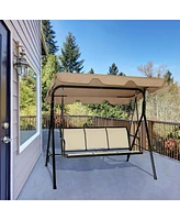 3 Person Steel Frame Patio Swing with Polyester Angle and Adjustable Canopy