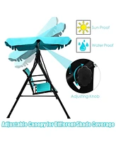 3 Person Steel Frame Patio Swing with Polyester Angle and Adjustable Canopy