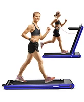 2-in-1 Folding Treadmill with Dual Led Display-Navy
