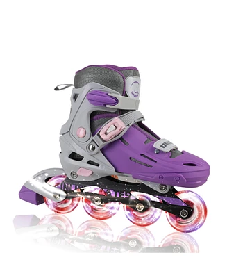 C7skates Adjustable Youth Inline Skates with Light Up Wheels (Galaxy