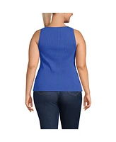 Lands' End Plus Pointelle Rib UNeck Tank