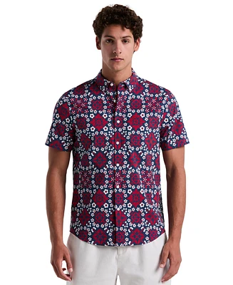Original Penguin Men's Slim Fit Short Sleeve Medallion Print Button-Down Shirt