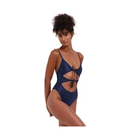 Flirtt Gottex Women's Satin Touch Triangle Cut Out One Piece Swimsuit