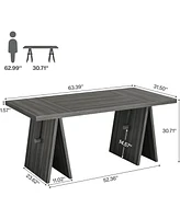 Tribesigns Modern Dining Table for 6 People, 63" Rectangular Dining Room Table, Wooden Kitchen Furniture with Heavy Duty Base for Apartment Livin