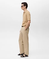 Mango Men's Rib-Knit Cotton-Blend Polo Shirt