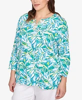 Ruby Rd. Plus Tossed Leaves Embellished Knit Top