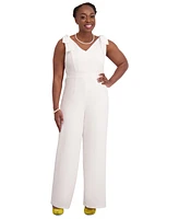 Kasper V-Neck Bow-Strap Jumpsuit, Regular & Plus Sizes