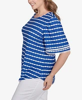 Ruby Rd. Plus Tapered Stripe Textured Crew Neck Top